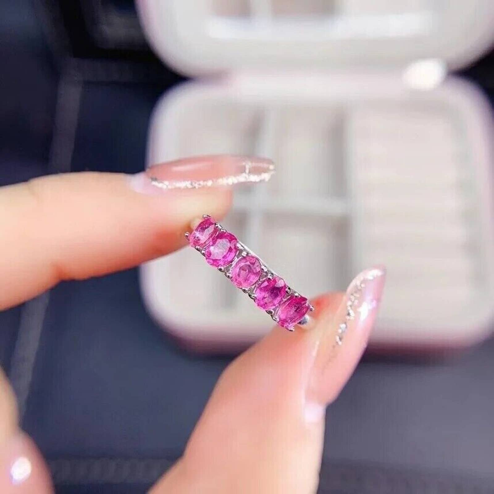 Pink Sapphire Ring, Pink Sapphire Band Ring, December Birthstone Pink Sapphire, Pink Sapphire Rings For Women, Pink Sapphire Wedding Band, Sterling Silver Pink Sapphire Ring, Gold Pink Sapphire Ring, Genuine Pink Sapphire