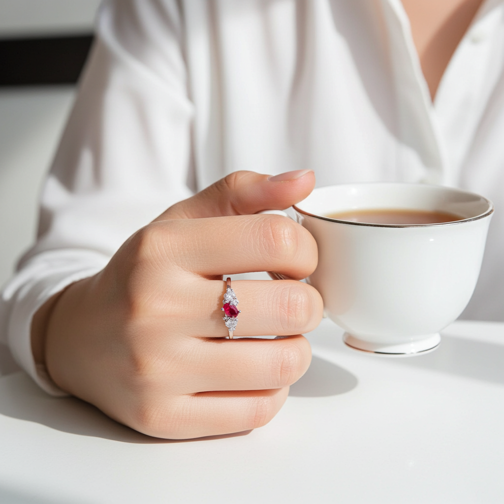 Dainty Burma Ruby Band Ring 3x5mm, July Birthstone Ruby