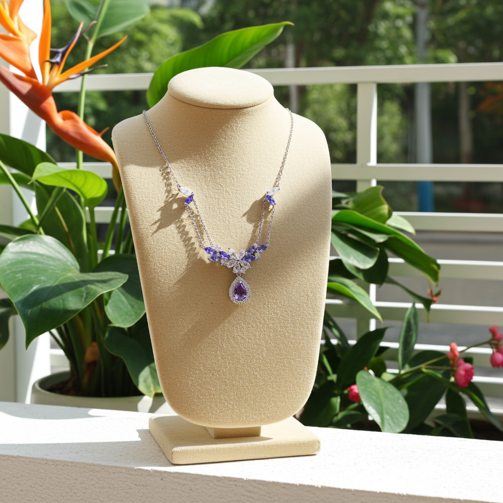 Purple Tanzanite and Amethyst Statement Necklace
