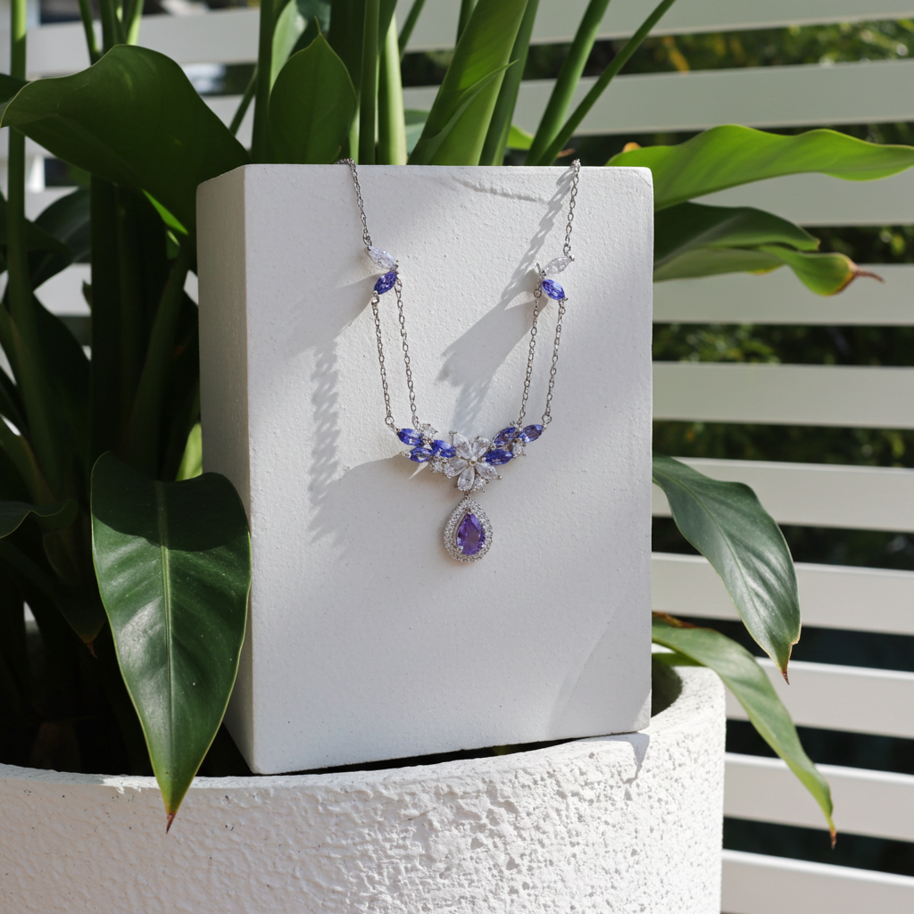 Purple Tanzanite and Amethyst Statement Necklace