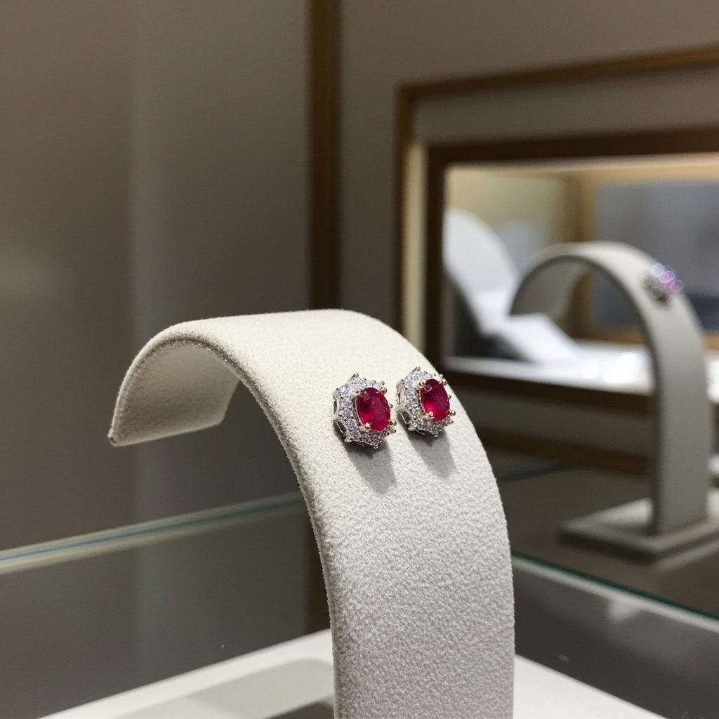 January Birthstone Ruby Stud Earrings 4x5mm