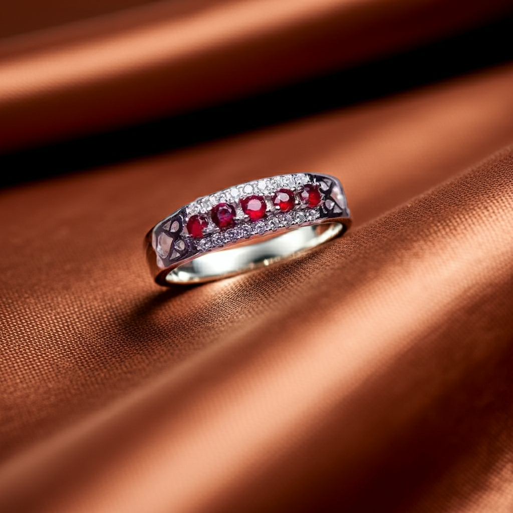 Natural Ruby Band Ring 2mm, Burma Ruby Round Cut Band Ring, Genuine Ruby Ring