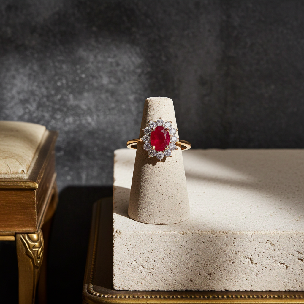 Bright Red Red Ring Sterling Silver 5x7mm