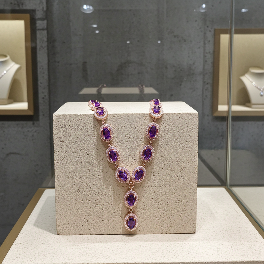 Amethyst Statement Y Drop Necklace 925 Sterling Silver