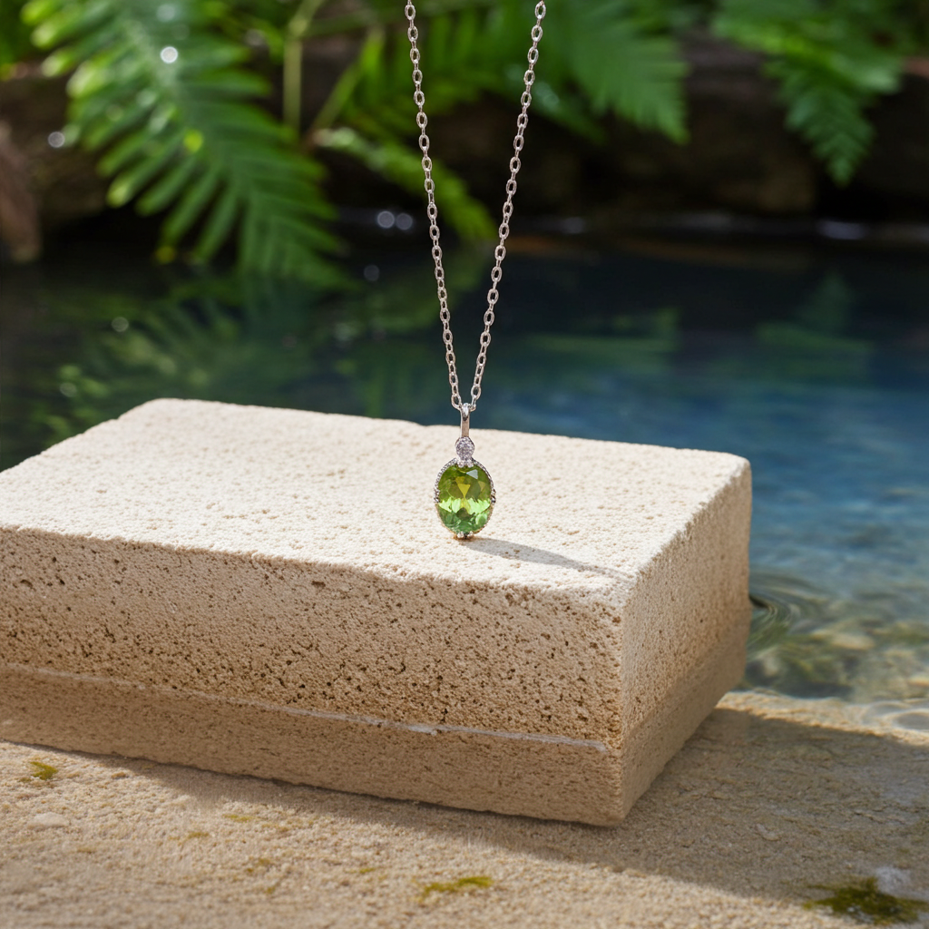 1.25 Carat Peridot Pendant Necklace, August Birthstone Peridot