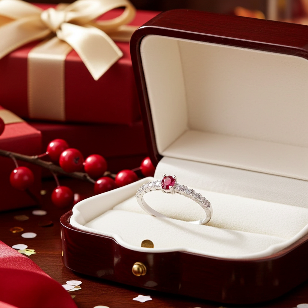 Dainty Ruby Gemstone Ring 3x4mm, July Birthstone Ruby Jewelry