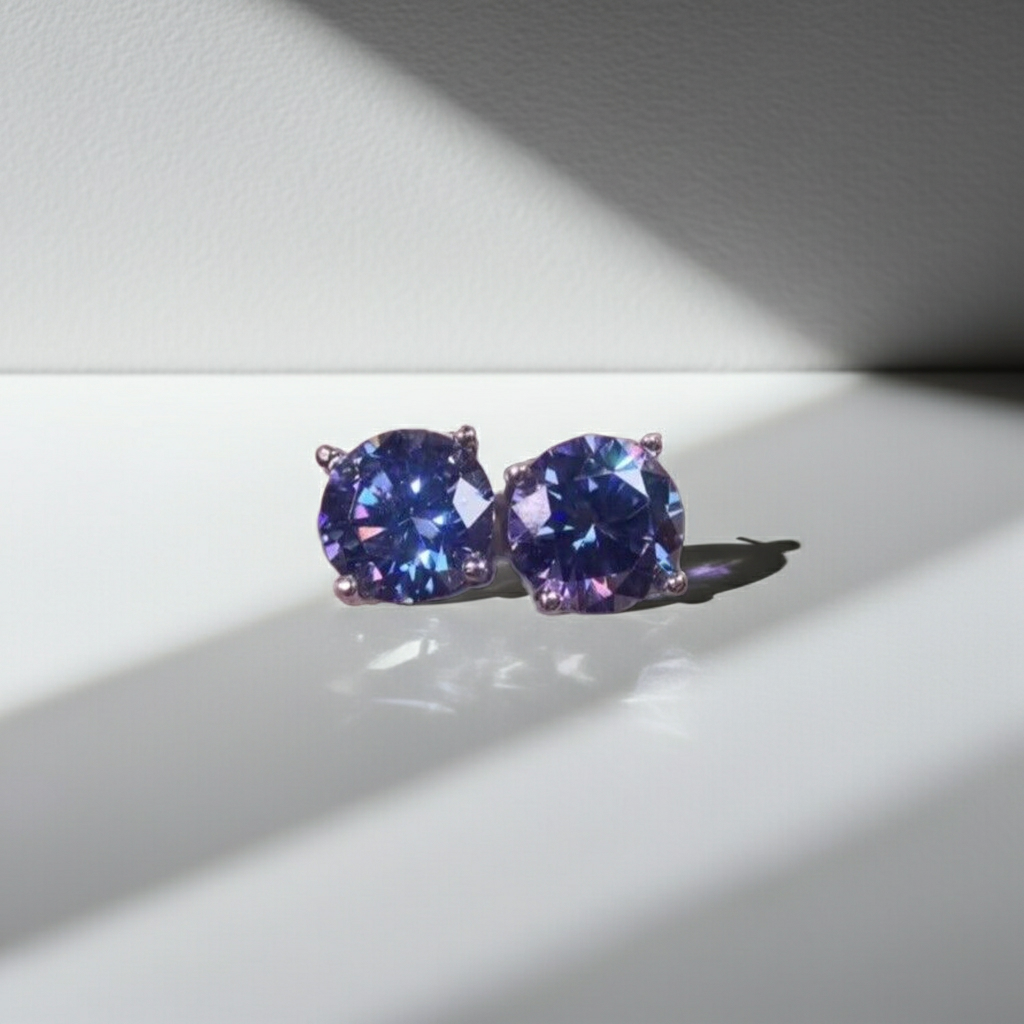 VVS1 1 CT Royal Blue Moissanite Stud Earrings