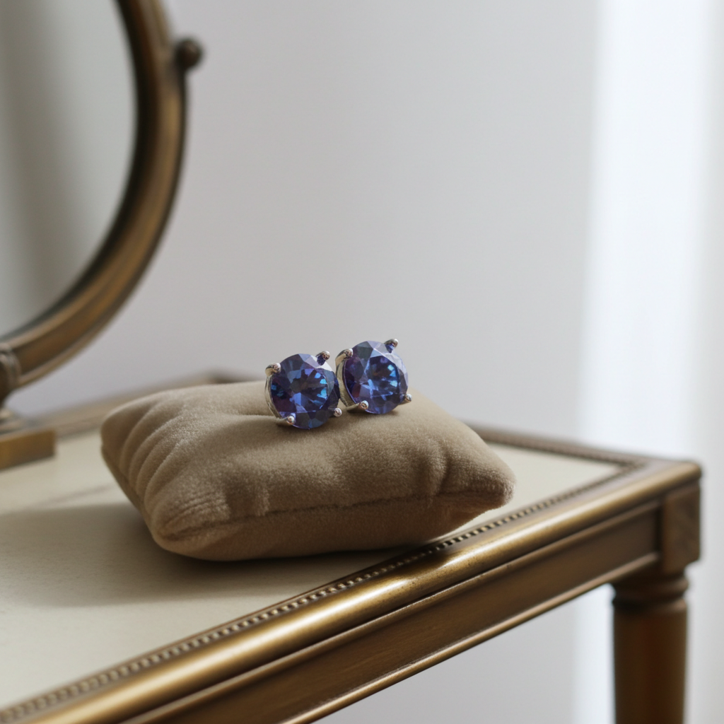 VVS1 1 CT Royal Blue Moissanite Stud Earrings