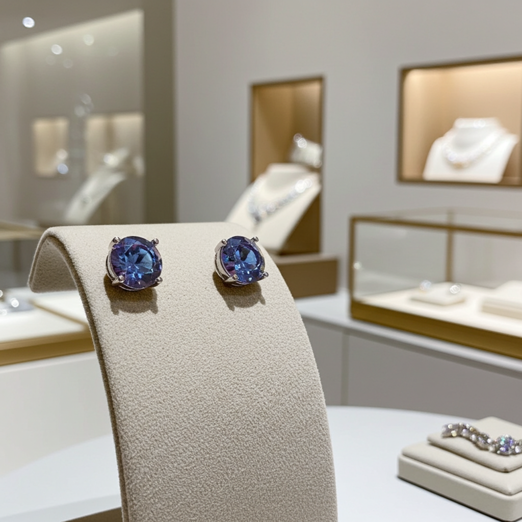 VVS1 1 CT Royal Blue Moissanite Stud Earrings