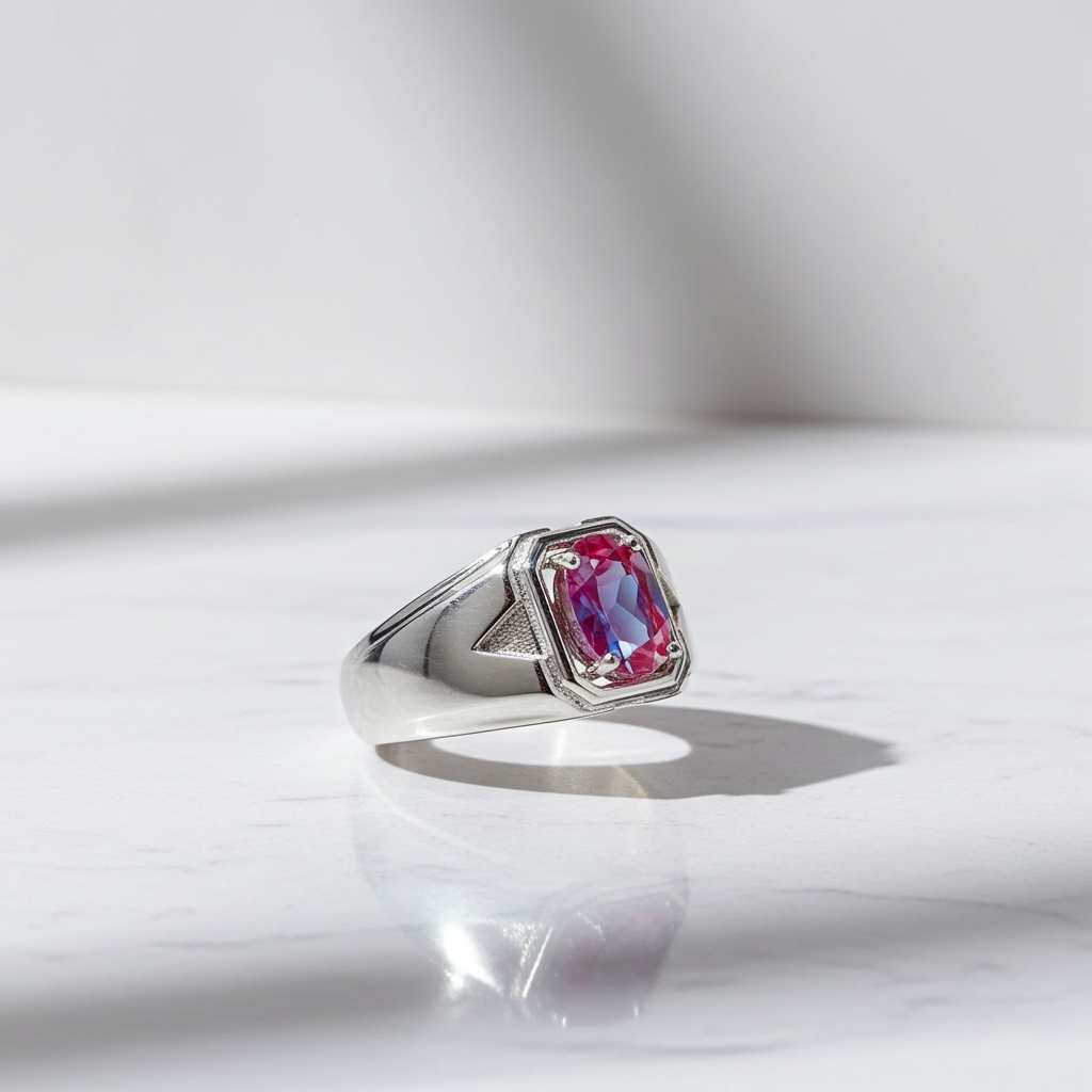 Mens Color Changing Lab Alexandrite Ring 6x8mm Oval Cut