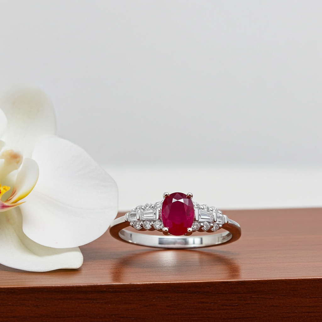 Dainty Ruby Ring 3x4mm Natural Burma Ruby