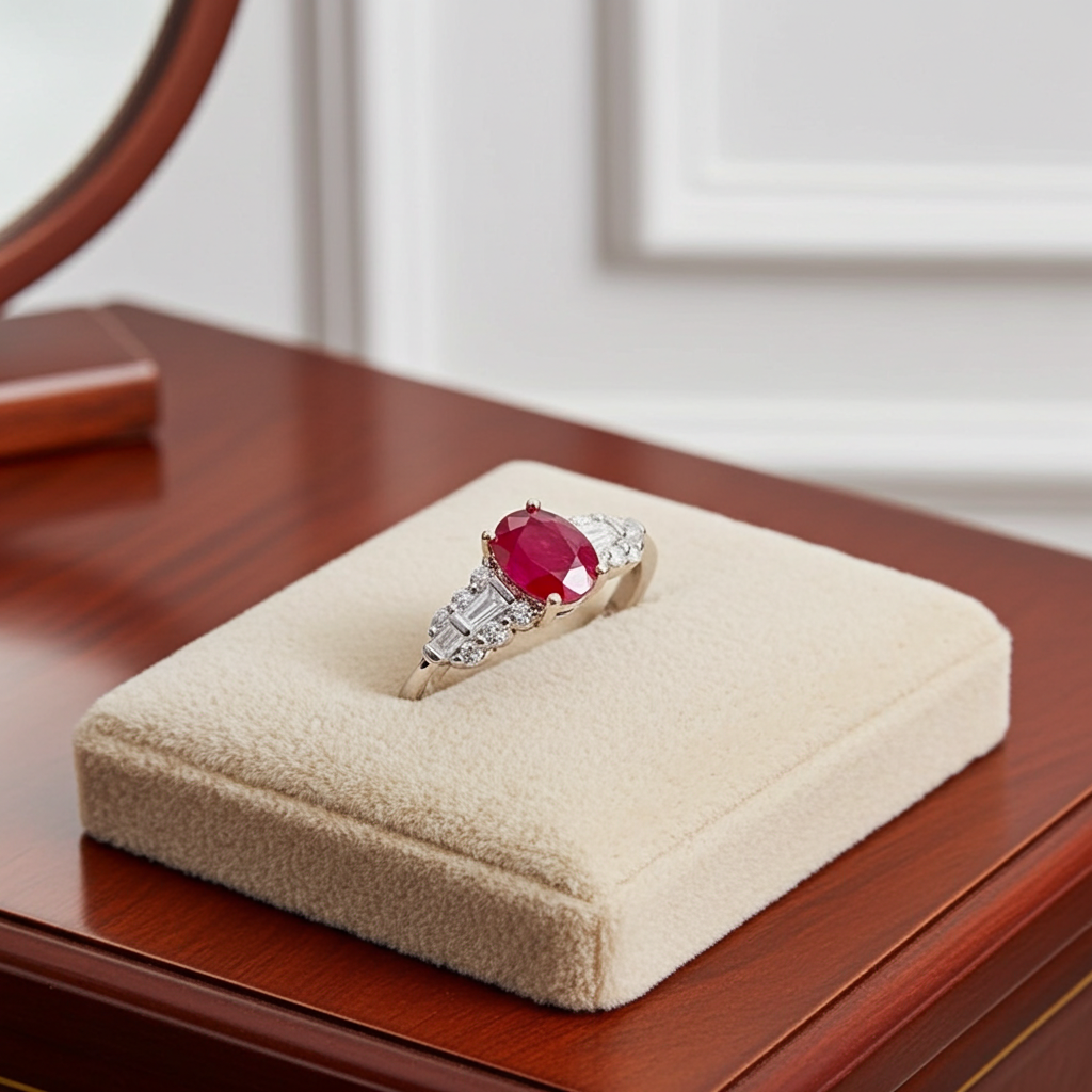 Dainty Ruby Ring 3x4mm Natural Burma Ruby