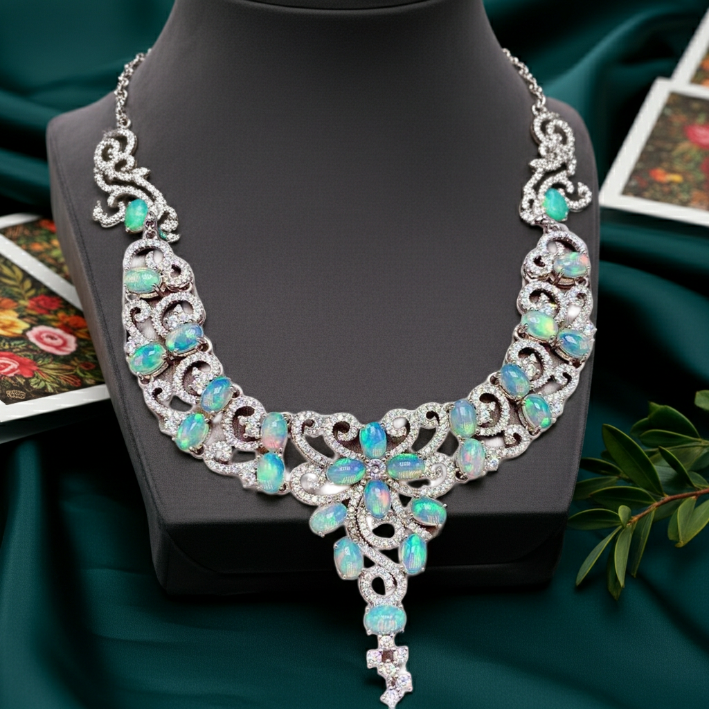 Australian White Opal Statement Necklace, Women's White Opal Statement Necklace