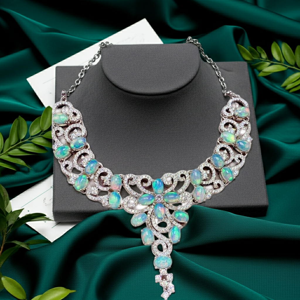 Australian White Opal Statement Necklace, Women's White Opal Statement Necklace