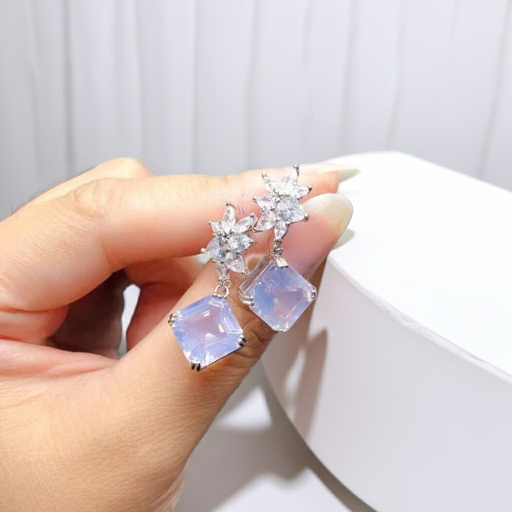 Lavender Amethyst Dangle Earrings 10mm Platinum Plated