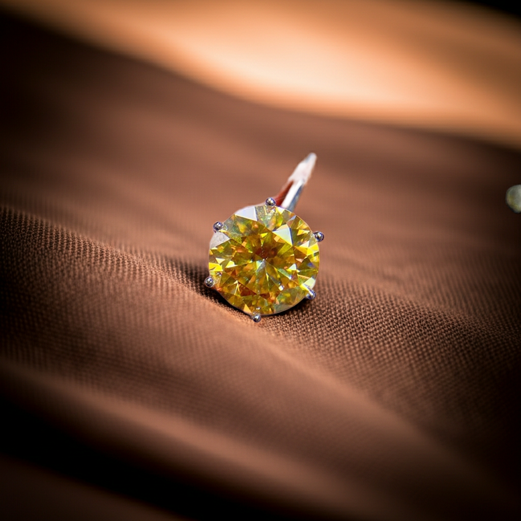 5 Carat Round Cut Yellow Moissanite Ring, 925 Sterling Silver Moissanite Ring