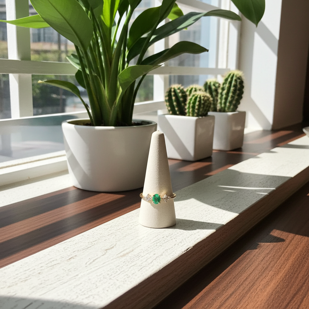 Dainty Emerald Floral Band Ring, Emerald Engagement Ring 4x5mm