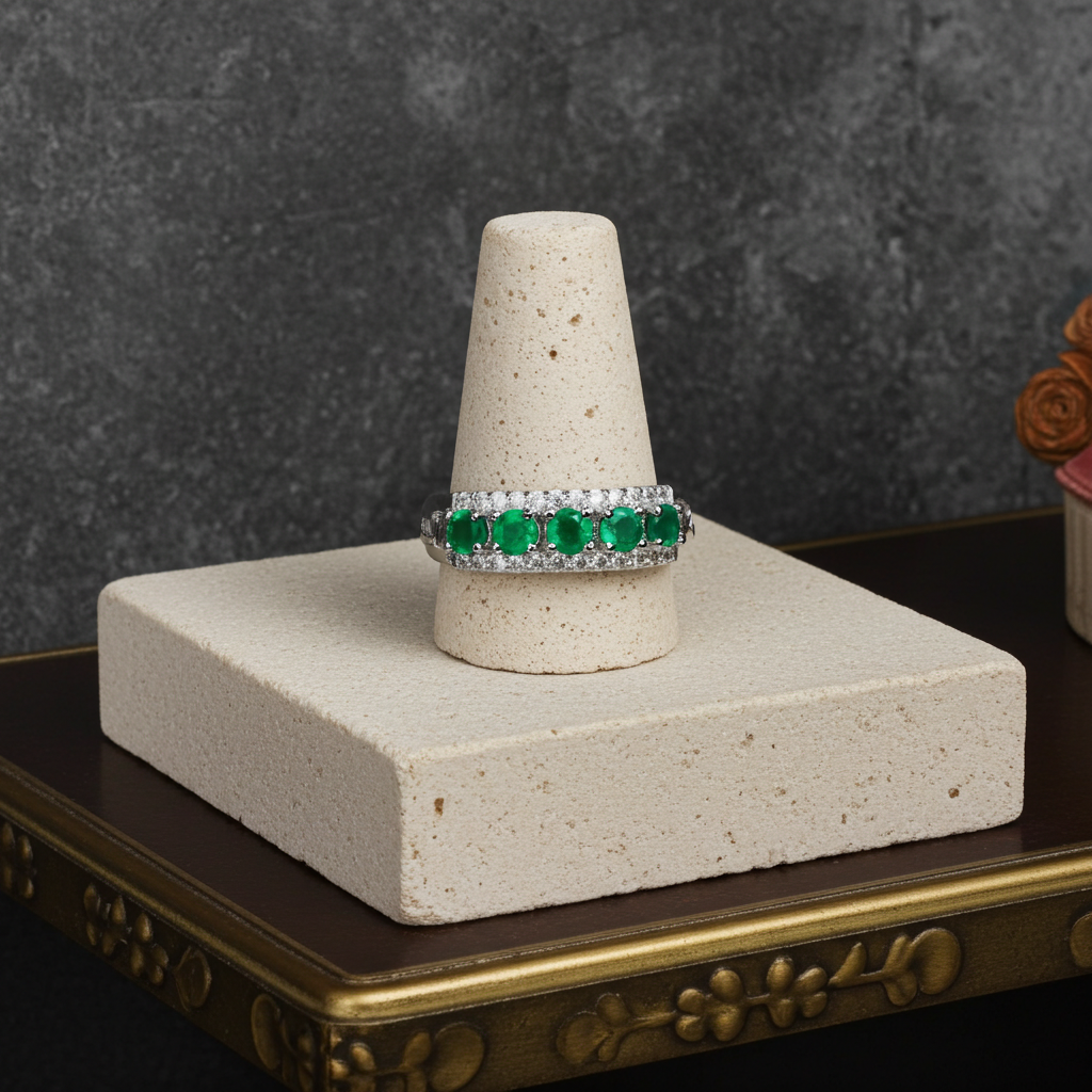 Colombian Emerald Band Ring, Natural Emerald Band Ring 3mm Sterling Silver