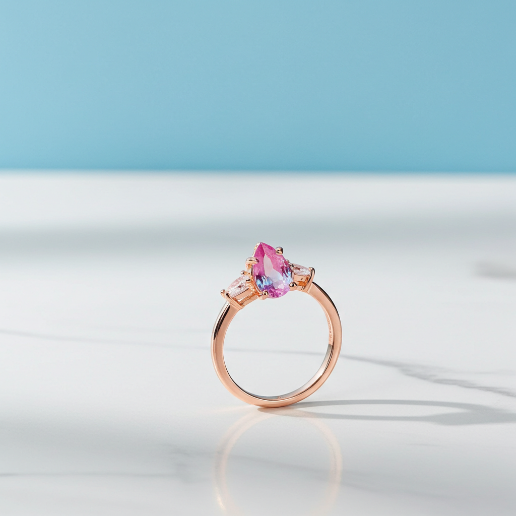 Dainty Alexandrite Ring Pear Cut 4x6mm