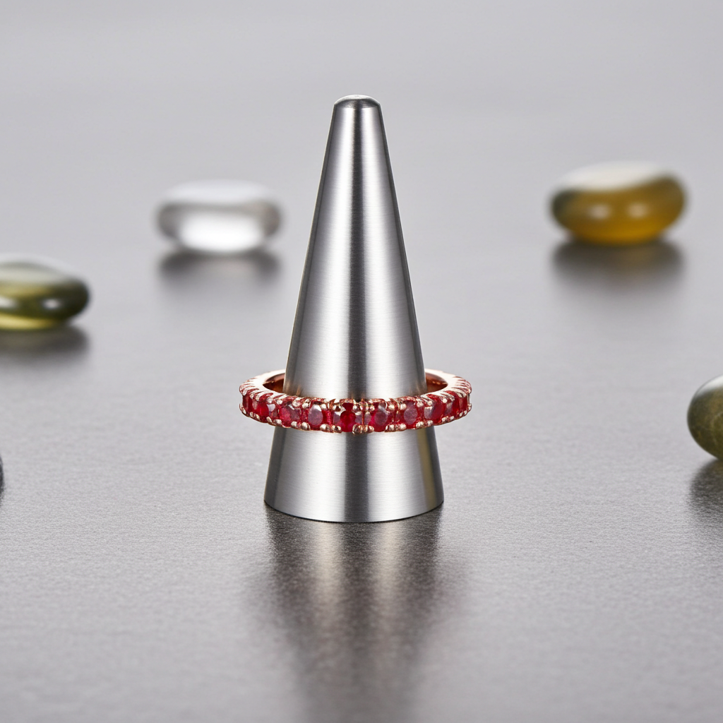 High Quality Natural Ruby Band Ring 2.5mm Sterling Silver Platinum Plated
