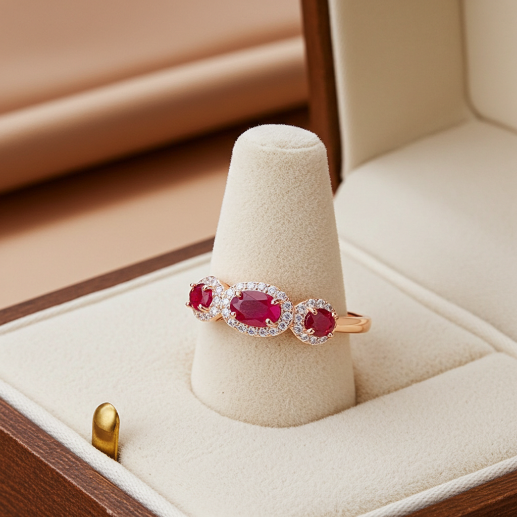 Natural Ruby Band Ring 4x6mm, Genuine Ruby Band Ring