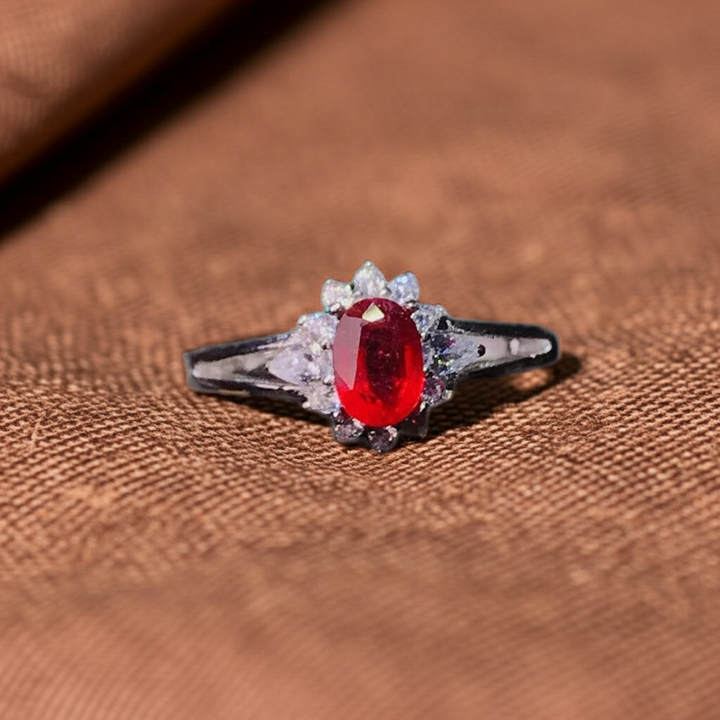 Natural Burma Ruby Cocktail Ring 4x6mm