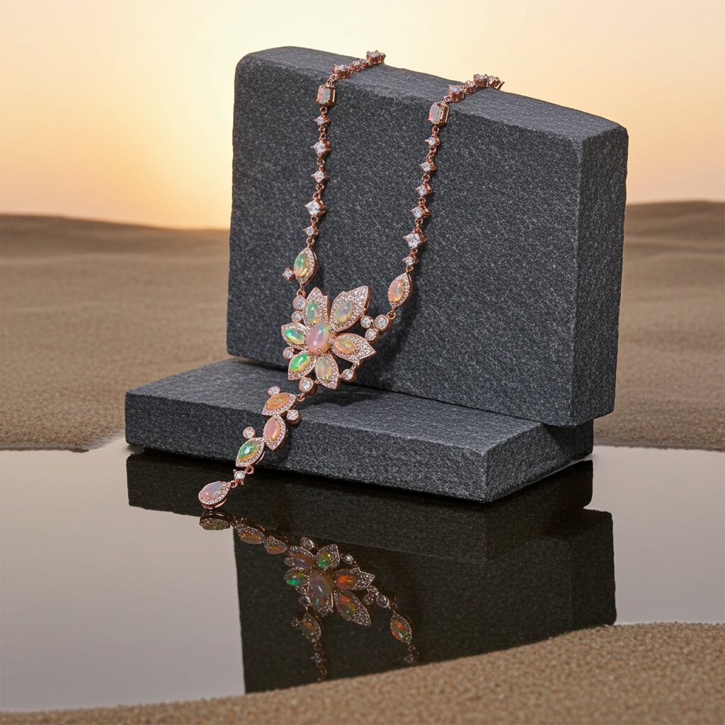 Colorful White or Orange Fire Opal Statement Necklace 3x5mm